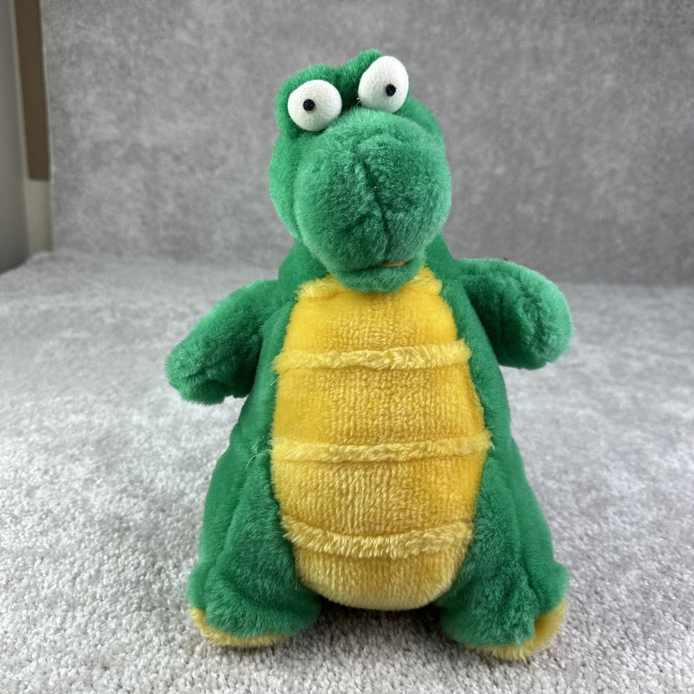 Vintage 1991 Plush Creations Inc. 11" Green Plush Dinosaur Dragon
